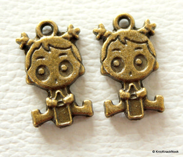 2 x Bronze Tone Girl Charms